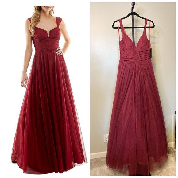 City Studio Dresses & Skirts - CITY STUDIOS Juniors' Emma Pleated-Bodice Notched-Neck Gown